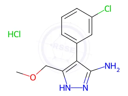 Chemical structure of 4-(3-Chlorophenyl)-5-(methoxymethyl)-1H-pyrazol-3-amine hydrochloride