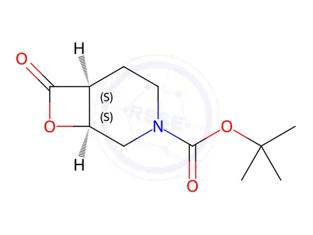 Chemical structure of 8-Oxa-3-azabicyclo[4.2.0]octane-3-carboxylic acid, 7-oxo-, 1,1-dimethylethyl ester, (1S,6S)-