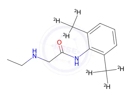 Chemical structure of N-[2,6-bis(trideuteriomethyl)phenyl]-2-(ethylamino)acetamide
