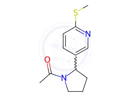 Chemical structure of 1-(2-(6-(Methylthio)pyridin-3-yl)pyrrolidin-1-yl)ethanone