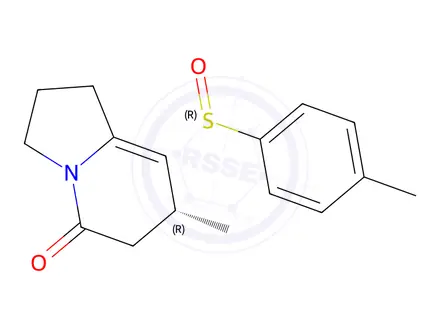 Chemical structure of (R)-7-Methyl-8-((S)-p-tolylsulfinyl)-2,3,6,7-tetrahydroindolizin-5(1H)-one