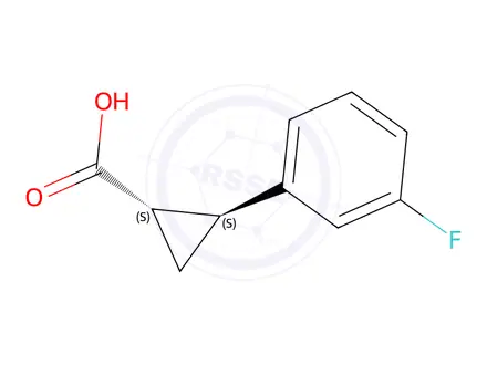 Chemical structure of (1S,2S)-2-(3-fluorophenyl)cyclopropane-1-carboxylic acid