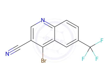 Chemical structure of 4-Bromo-6-(trifluoromethyl)quinoline-3-carbonitrile