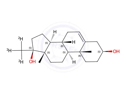 Chemical structure of 5,6-Dehydro-17α-methyl-d3 Epiandrosterone (1.0mg/ml in Acetonitrile)