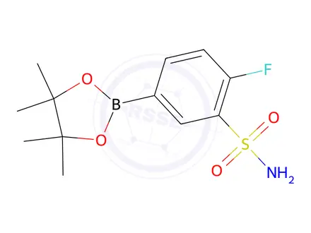 Chemical structure of 2-Fluoro-5-(4,4,5,5-tetramethyl-1,3,2-dioxaborolan-2-yl)benzenesulfonamide