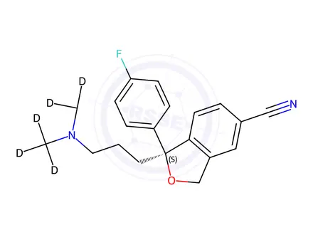 Chemical structure of (S)-1-(3-(bis(methyl-d3)amino)propyl)-1-(4-fluorophenyl)-1,3-dihydroisobenzofuran-5-carbonitrile