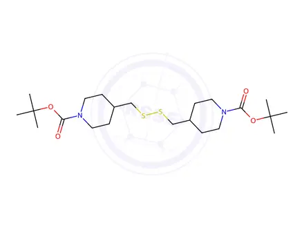 Chemical structure of di-tert-butyl 4,4'-disulfanediyldipiperidine-1-carboxylate