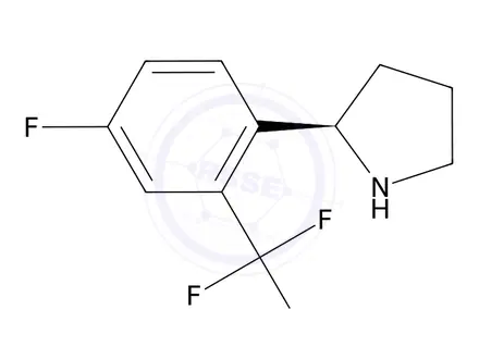 Chemical structure of (R)-2-(4-fluoro-2-(trifluoromethyl)phenyl)pyrrolidine