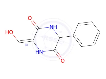 Chemical structure of (E)-3-(Hydroxymethylene)-6-Phenylpiperazine-2,5-Dione