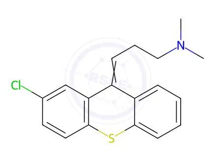 Chemical structure of [3-(2-chloro-9H-thioxanthen-9-ylidene)propyl]dimethylamine