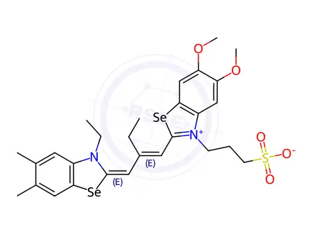 Chemical structure of 2-[2-[[5,6-dimethoxy-3-(3-sulphonatopropyl)-(3H)-benzoselenazol-2-ylidene]methyl]but-1-enyl]-3-ethyl-5,6-dimethylbenzoselenazolium