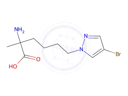 Chemical structure of 2-Amino-6-(4-bromo-1h-pyrazol-1-yl)-2-methylhexanoic acid