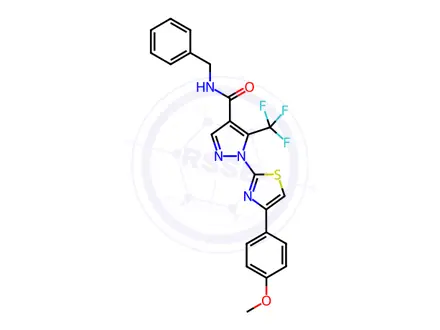 Chemical structure of N-Benzyl-1-[4-(4-methoxyphenyl)-1,3-thiazol-2-yl]-5-(trifluoromethyl)-1H-pyrazole-4-carboxamide