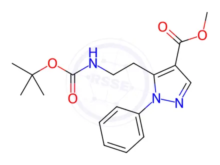 Chemical structure of 5-(2-tert-Butoxycarbonylamino-ethyl)-1-phenyl-1H-pyrazole-4-carboxylic acid methyl ester