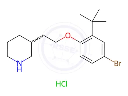 Chemical structure of 3-{2-[4-Bromo-2-(tert-butyl)phenoxy]-ethyl}piperidine hydrochloride