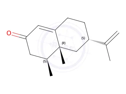Chemical structure of (4S,4AR,6S)-4,4a-dimethyl-6-(prop-1-en-2-yl)-4,4a,5,6,7,8-hexahydronaphthalen-2(3H)-one