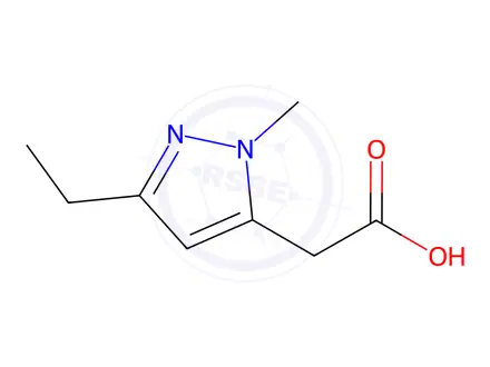 Chemical structure of (3-ethyl-1-methyl-1H-pyrazol-5-yl)acetic acid