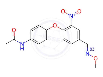 Chemical structure of N-(4-{4-[(1E)-(methoxyimino)methyl]-2-nitrophenoxy}phenyl)acetamide
