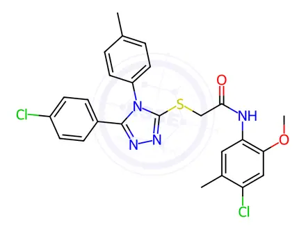 Chemical structure of N-(4-Chloro-2-methoxy-5-methylphenyl)-2-((5-(4-chlorophenyl)-4-(p-tolyl)-4H-1,2,4-triazol-3-yl)thio)acetamide