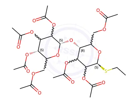 Chemical structure of Ethyl 2,3,6,2',3',4',6'-Hepta-O-acetyl-α,β-D-thiolactopyranoside