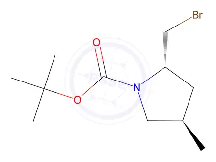 Chemical structure of Tert-butyl (2S,4R)-2-(bromomethyl)-4-methylpyrrolidine-1-carboxylate