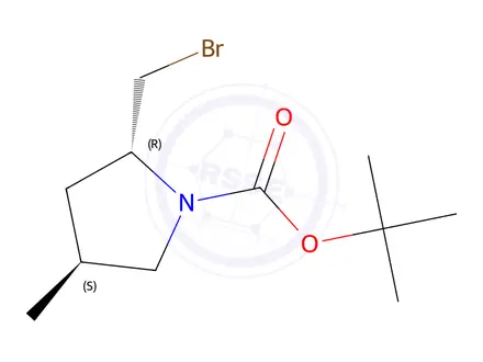 Chemical structure of Tert-butyl (2R,4S)-2-(bromomethyl)-4-methylpyrrolidine-1-carboxylate
