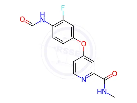 Chemical structure of 4-(3-fluoro-4-formamidophenoxy)-N-methylpicolinamide