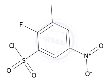 Chemical structure of 2-Fluoro-3-methyl-5-nitrobenzene-1-sulfonyl chloride