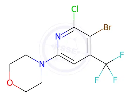 Chemical structure of 4-[5-bromo-6-chloro-4-(trifluoromethyl)pyridin-2-yl]morpholine