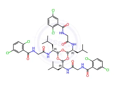 Chemical structure of Ixazomib Citrate Impurity 98 (Ixazomib Trimer)