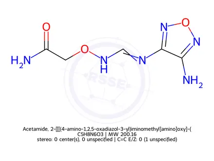 Chemical structure of Acetamide, 2-[[[(4-amino-1,2,5-oxadiazol-3-yl)iminomethyl]amino]oxy]-(9CI)