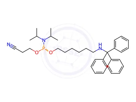Chemical structure of Phosphoramidites Impurity 115 (Trityl-C6-amino-linker Phosphoramidite)