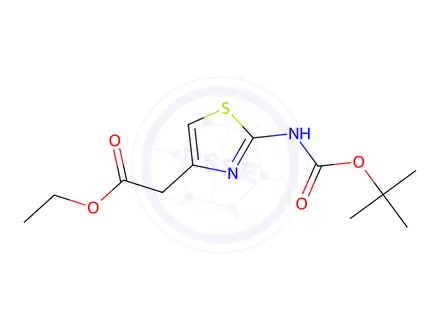Chemical structure of Ethyl 2-(2-((tert-butoxycarbonyl)amino)thiazol-4-yl)acetate