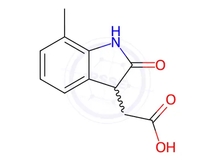 Chemical structure of (7-Methyl-2-oxo-2,3-dihydro-1H-indol-3-yl)acetic acid