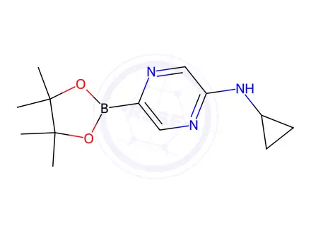 Chemical structure of N-Cyclopropyl-5-(4,4,5,5-tetramethyl-1,3,2-dioxaborolan-2-yl)pyrazin-2-amine