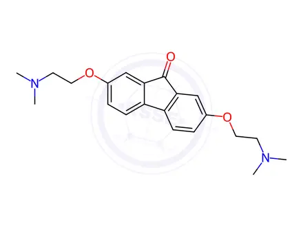 Chemical structure of 2,7-bis[2-(dimethylamino)ethoxy]-9H-fluoren-9-one dihydrochloride