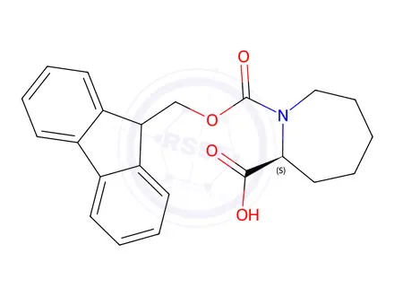 Chemical structure of (S)-1-(((9H-Fluoren-9-yl)methoxy)carbonyl)azepane-2-carboxylic acid