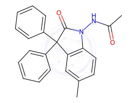 Chemical structure of N-(5-Methyl-2-oxo-3,3-diphenylindolin-1-yl)acetamide