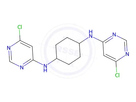 Chemical structure of N1,N4-Bis(6-chloropyrimidin-4-yl)cyclohexane-1,4-diamine