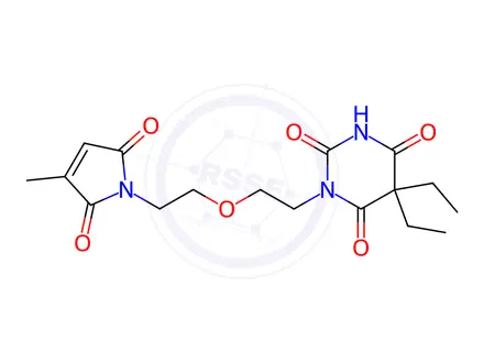 Chemical structure of 1-[2-[2-(2,5-Dihydro-3-methyl-2,5-dioxo-1H-pyrrol-1-yl)ethoxy]ethyl]-5,5-diethylbarbituric acid