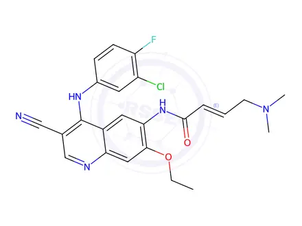 Chemical structure of 3-Cyano-4-[(3-chloro-4-fluorophenyl)amino]-6-[[4-(N,N-dimethylamino)-1-oxo-2-buten-1-yl]amino]-7-ethoxyquinoline