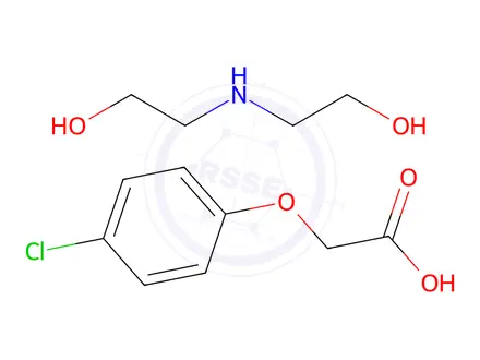 Chemical structure of (p-chlorophenoxy)acetic acid, compound with 2,2'-iminodiethanol (1:1)