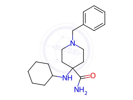 Chemical structure of 1-Benzyl-4-(cyclohexylamino)piperidine-4-carboxamide