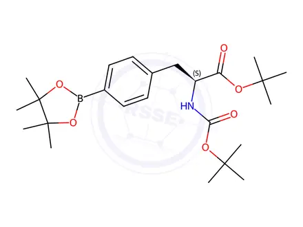Chemical structure of tert-butyl (S)-2-((tert-butoxycarbonyl)amino)-3-(4-(4,4,5,5-tetramethyl-1,3,2-dioxaborolan-2-yl)phenyl)propanoate