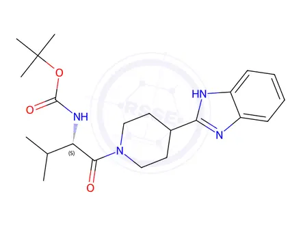 Chemical structure of {(S)-1-[4-(1H-BenzoiMidazol-2-yl)-piperidine-1-carbonyl]-2-Methyl-propyl}-carbaMic acid tert-butyl ester