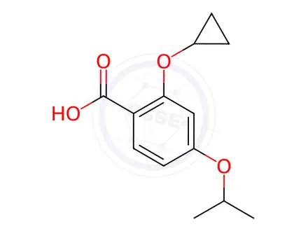 Chemical structure of Benzoic acid, 2-(cyclopropyloxy)-4-(1-methylethoxy)-