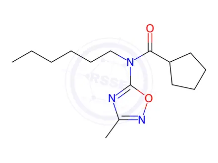 Chemical structure of N-Hexyl-N-(3-methyl-1,2,4-oxadiazol-5-yl)cyclopentanecarboxamide