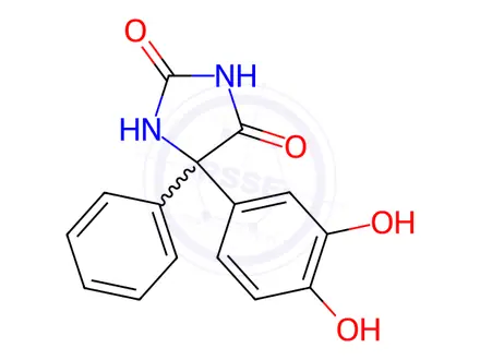 Chemical structure of 5-(3,4-dihydroxyphenyl)-5-phenylhydantoin