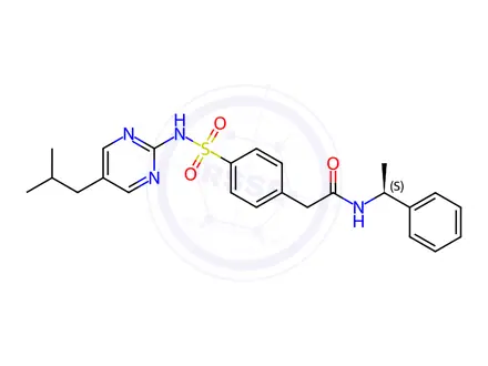 Chemical structure of 4-[[[5-(2-Methylpropyl)-2-pyrimidinyl]amino]sulfonyl]-N-[(S)-1-phenylethyl]benzeneacetamide