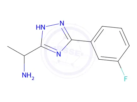 Chemical structure of 1-(3-(3-Fluorophenyl)-1H-1,2,4-triazol-5-yl)ethanamine